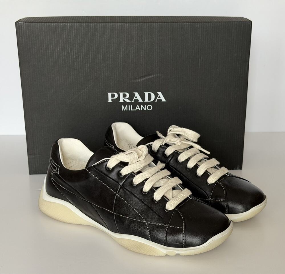 Prada Men's Black Nappa Leather Soft Sneakers 9 US (8 Prada) 2EE429